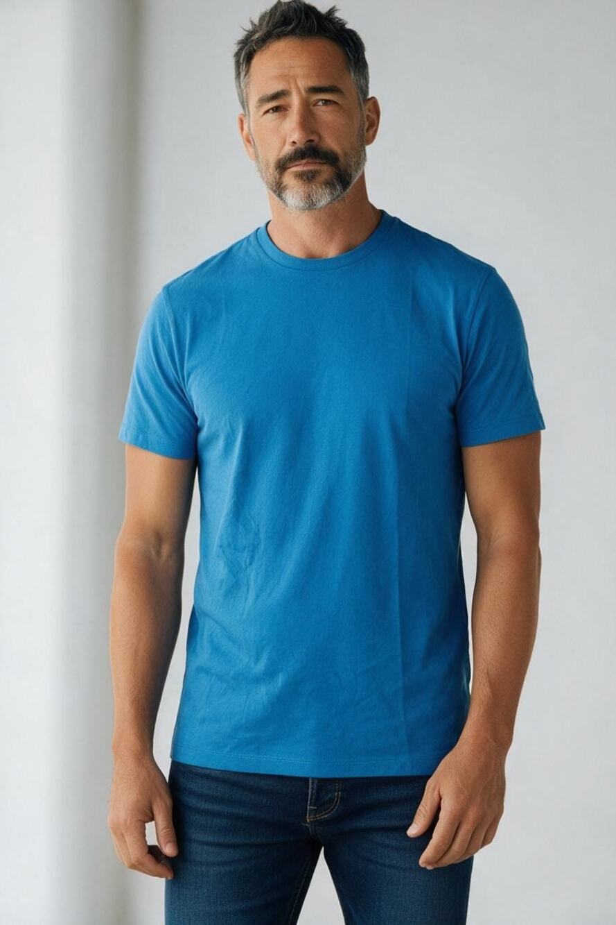 REISS Bless Cotton Crew Neck Tailored Fit T-Shirt Size XL NEW Cornflower Blue